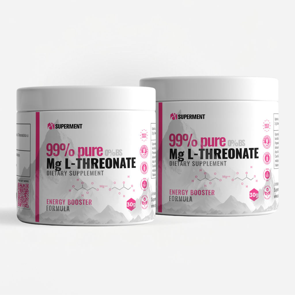 Magnezijum L-treonat treonat prah u prahu bočica 30g plastično pakovanje energija brain fog bistrina uma krvno moždana barijera