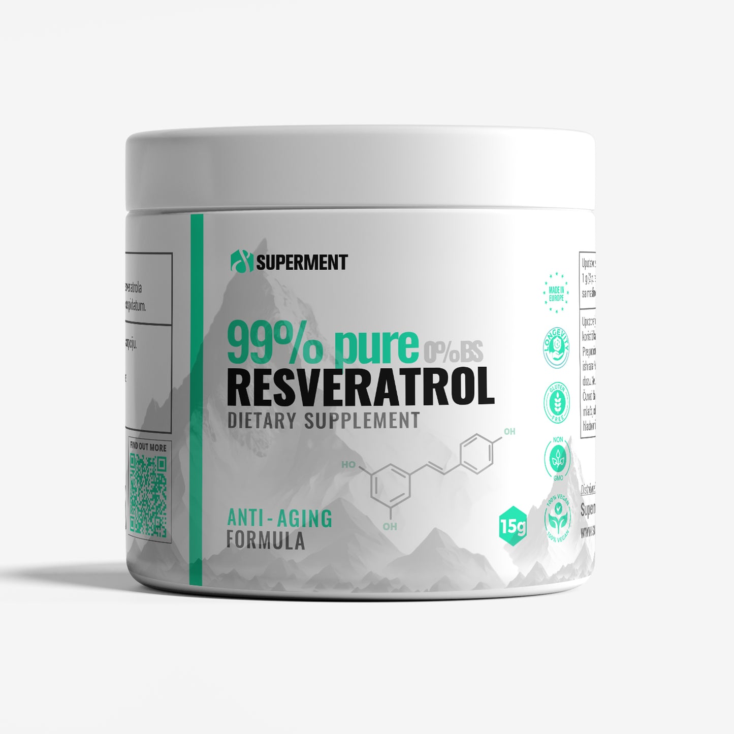 Resveratrol 99% PURE, trans-rasveratrol čist prah 15g