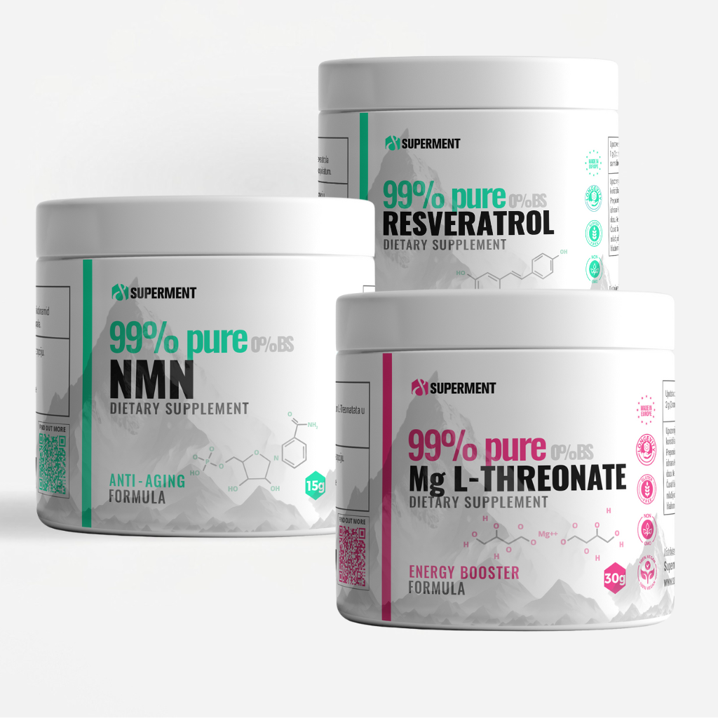 Start paket za dugovečnost SUPERMENT - NMN + Resveratrol + Magnezijum L treonat