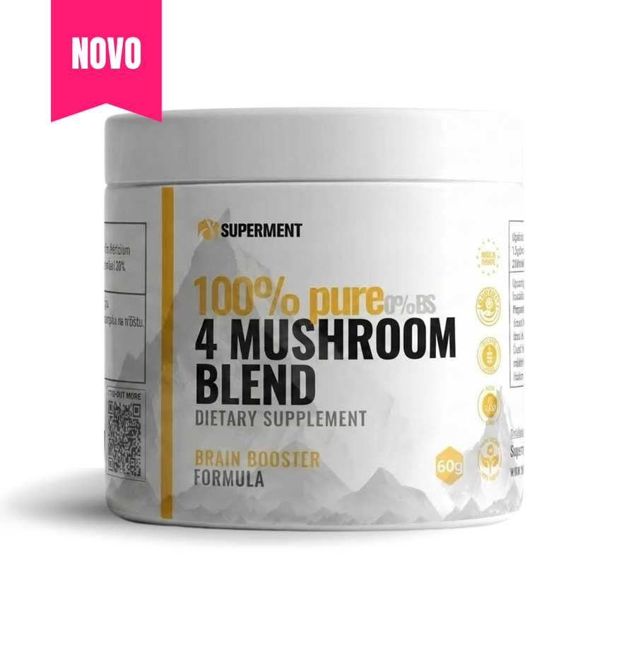 4 Mushroom Blend čist prah 60g (Lion’s Mane, Cordyceps, Chaga, Reishi) | SUPERMENT®