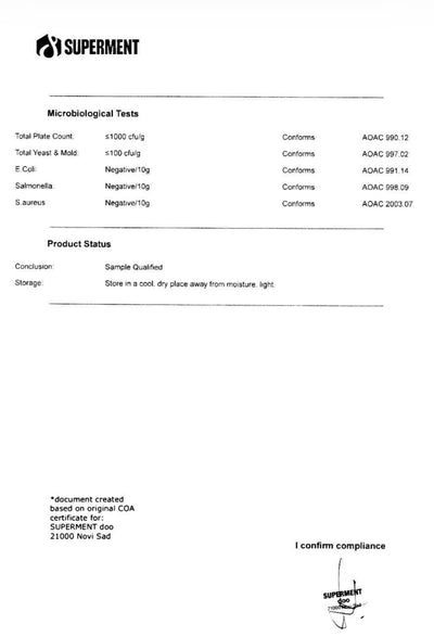 Resveratrol CoA Test Labaratroija Lab Potvrda Labaratorisjki testiran