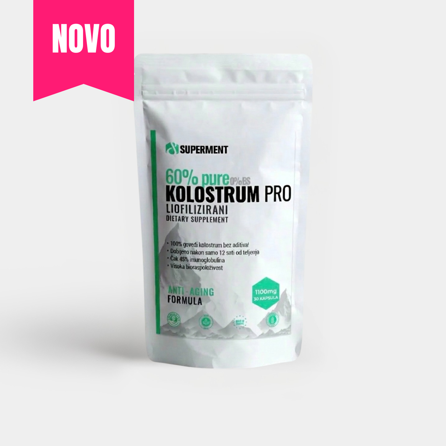 Kolostrum PRO 60% IgG 30x kapsula 555mg | SUPERMENT®