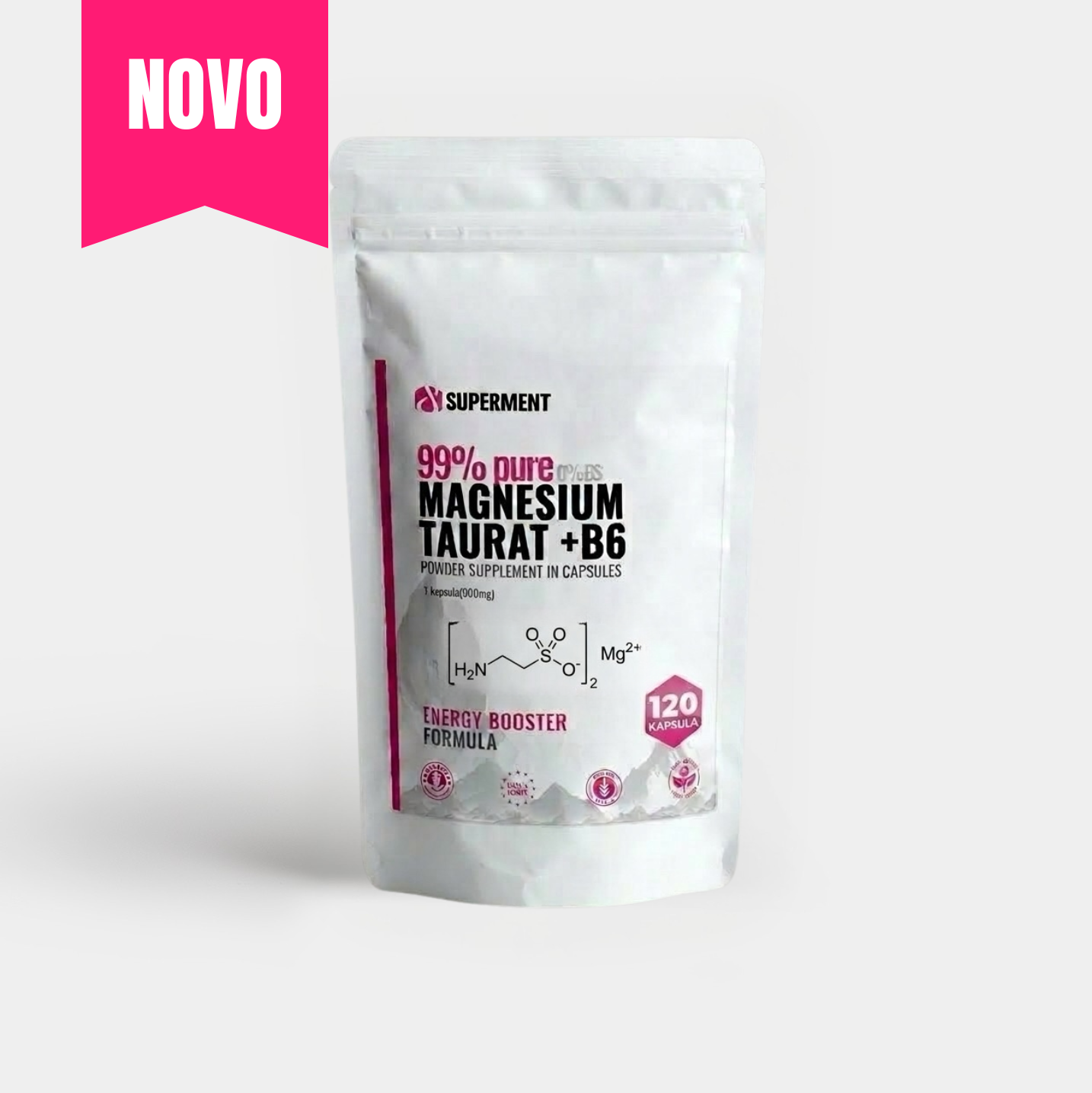 Magnezijum Taurat + vitamin B6 (P5P) 120x kapsula 900mg | SUPERMENT®