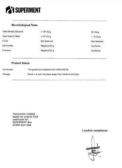 Mio_inozitol Laboratorijski testiran lab tested CoA 