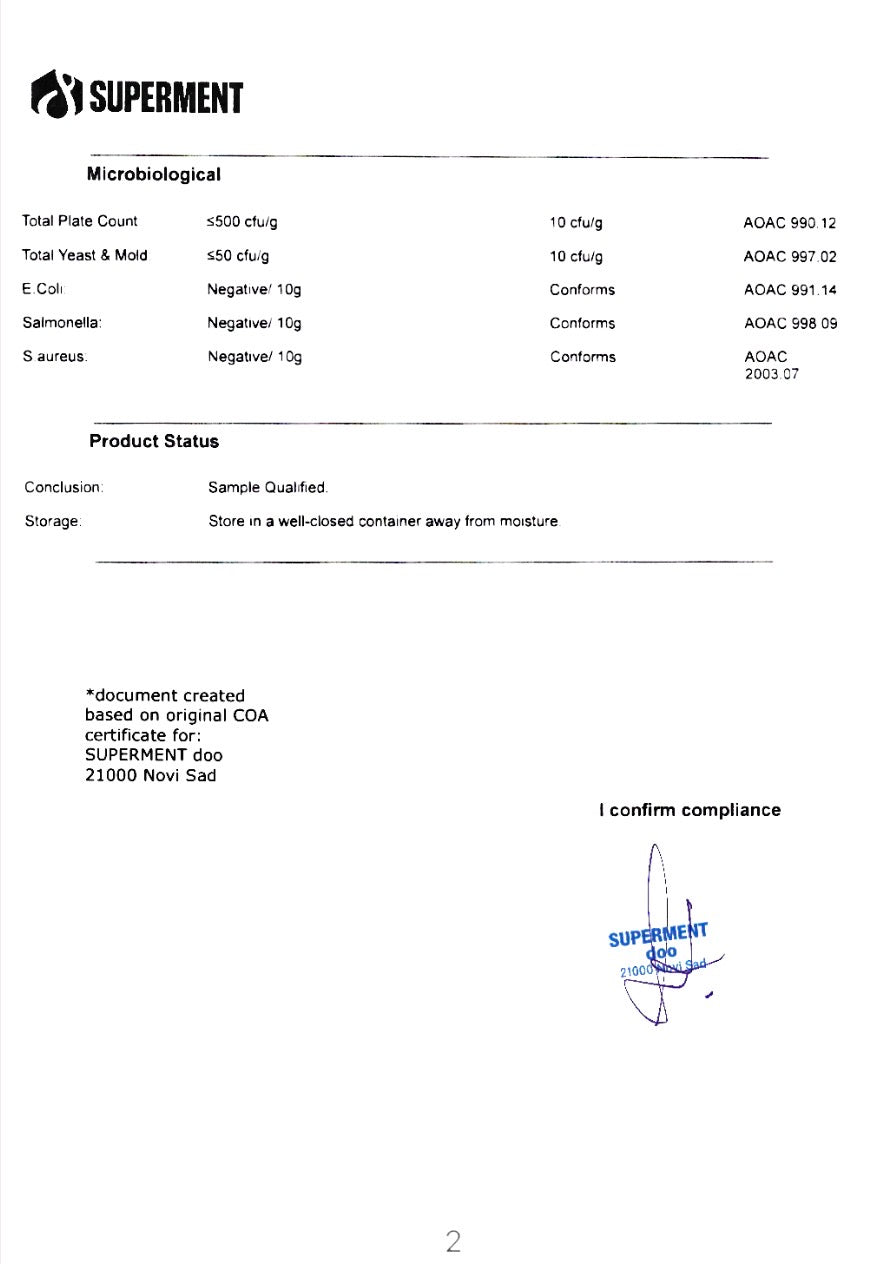 NAD CoA Lab tested certifikat 