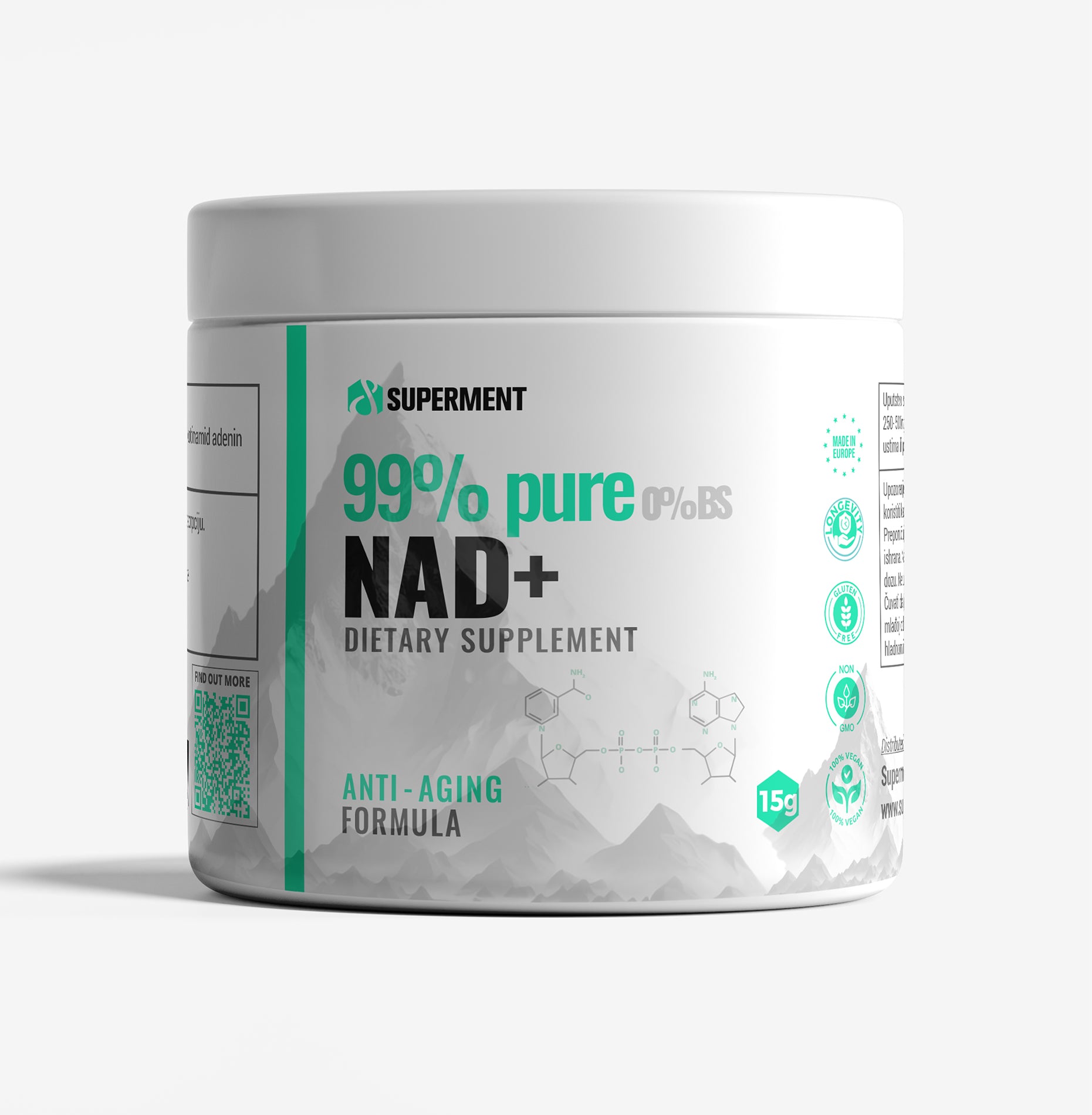 NAD+ 99% PURE Sublingvalni 15g prah suplement Superment