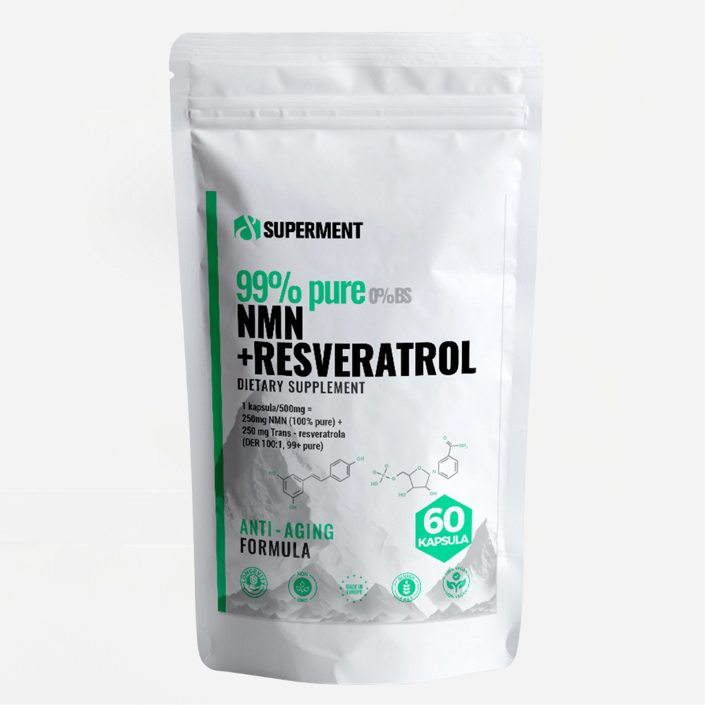 NMN i Resveratrol u kapsulama, 1 kapsula = 500mg *(250mg NMN + 250mg Resveratrola)