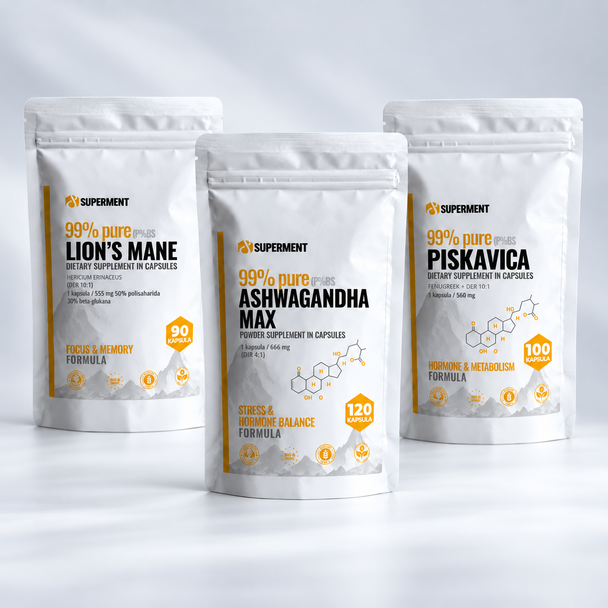 Ashwagandha + Lion's Mane + Piskavica 3u1 BLEND kapsule