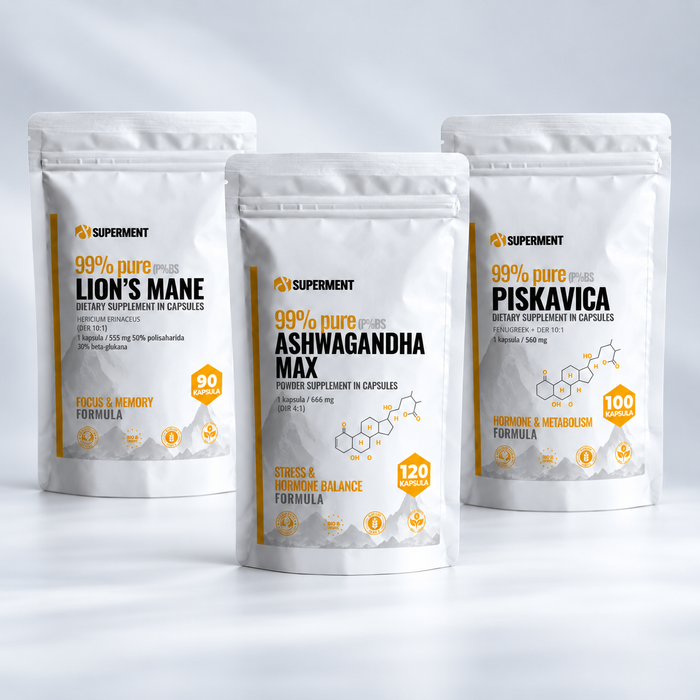 Ashwagandha + Lion's Mane + Piskavica 3u1 BLEND kapsule