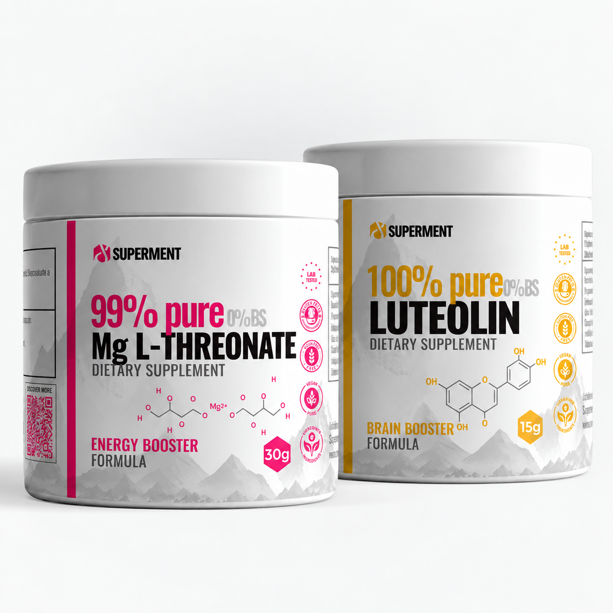 Magnezijum L-treonat i Luteolin DUO PAKET – čist prah 30g+15g