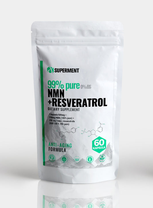 NMN i Resveratrol u kapsulama, 1 kapsula = 500mg *(250mg NMN + 250mg Resveratrola)